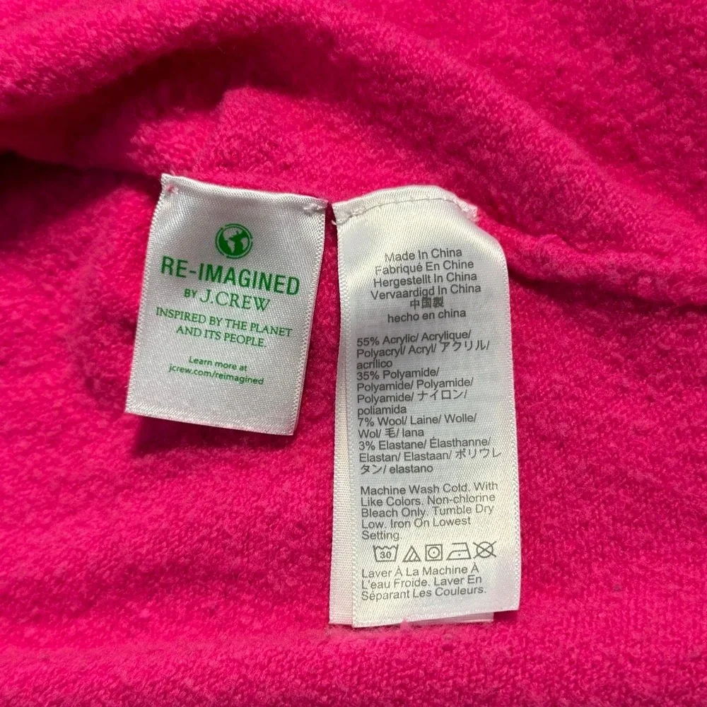 J.Crew Hot Pink Fuzzy Crewneck Sweater Women's M Wool Blend Cozy Preppy